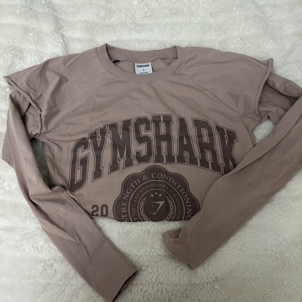 Gymshark Brown Gray Crop Graphic Hoodie